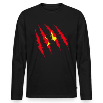 Vietnam - Männer Premium Bio Langarmshirt - Schwarz - Vorne - Nico (187cm)