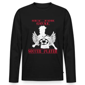Joueur de football Football Football - T-shirt manches longues Premium bio Homme - noir - Devant - Nico (187cm)
