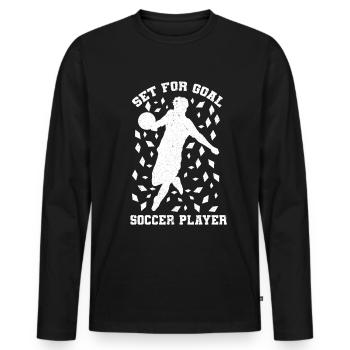 Soccer Player Soccer Soccer - Men's Premium Organic Long Sleeve Shirt - black - Front - Nico (187cm)