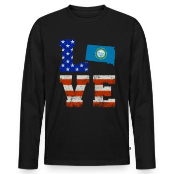 Love South Dakota Gift - Men's Premium Organic Long Sleeve Shirt - black - Front - Nico (187cm)