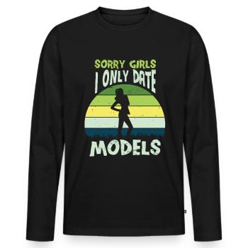 Dates du modèle uniquement Modèles Dimensions du modèle - T-shirt manches longues Premium bio Homme - noir - Devant - Nico (187cm)