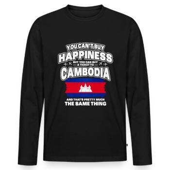 Cambodge - T-shirt manches longues Premium bio Homme - noir - Devant - Nico (187cm)