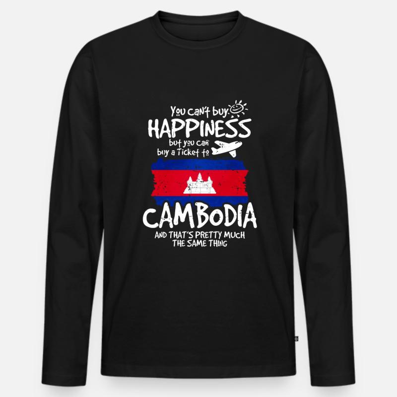 Kambodscha - Männer Premium Bio Langarmshirt - Schwarz