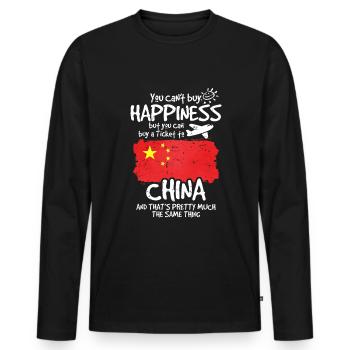 China - Men's Premium Organic Long Sleeve Shirt - black - Front - Nico (187cm)