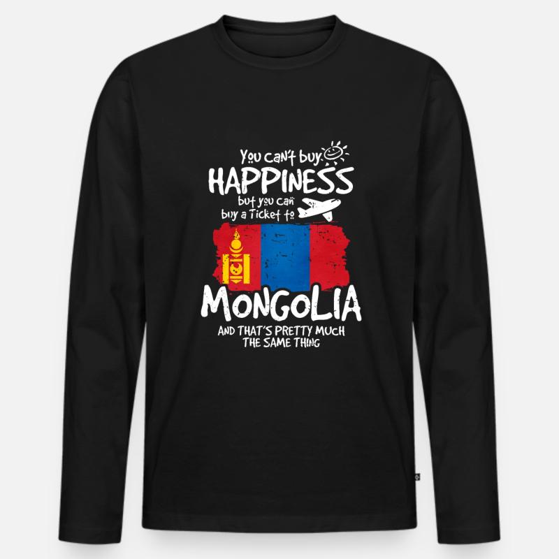 Mongolei - Männer Premium Bio Langarmshirt - Schwarz