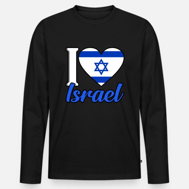 Israel - Männer Premium Bio Langarmshirt - Schwarz