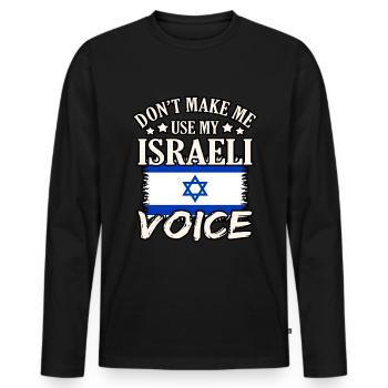 Israel - Men's Premium Organic Long Sleeve Shirt - black - Front - Nico (187cm)
