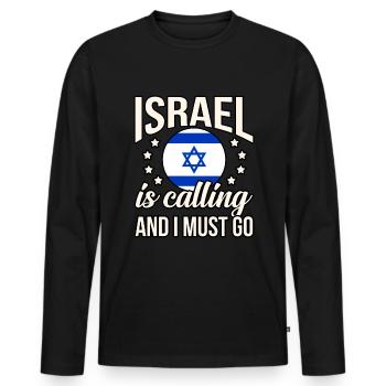 Israel - Men's Premium Organic Long Sleeve Shirt - black - Front - Nico (187cm)