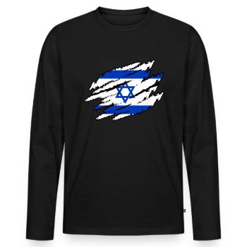 Israel - Men's Premium Organic Long Sleeve Shirt - black - Front - Nico (187cm)