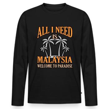Malaysia - Men's Premium Organic Long Sleeve Shirt - black - Front - Nico (187cm)