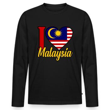 Malaysia - Men's Premium Organic Long Sleeve Shirt - black - Front - Nico (187cm)
