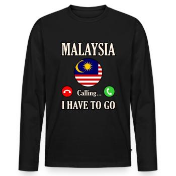 Malaysia - Men's Premium Organic Long Sleeve Shirt - black - Front - Nico (187cm)