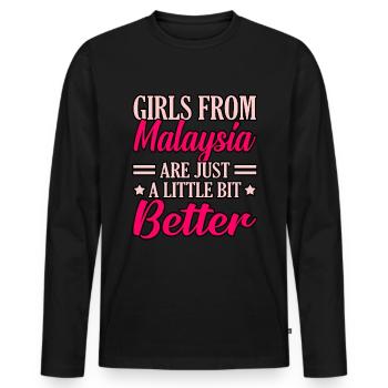 Malaysia - Men's Premium Organic Long Sleeve Shirt - black - Front - Nico (187cm)