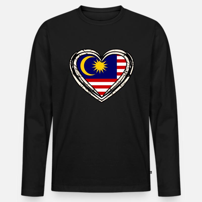 Malaysia - Männer Premium Bio Langarmshirt - Schwarz