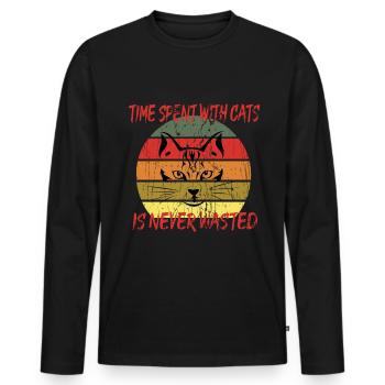 Cat Cats Cat Lover Pet - Men's Premium Organic Long Sleeve Shirt - black - Front - Nico (187cm)