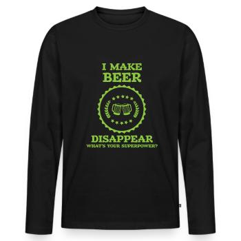 Bière Bière Bière Boire de la bière Alcohol Party - T-shirt manches longues Premium bio Homme - noir - Devant - Nico (187cm)