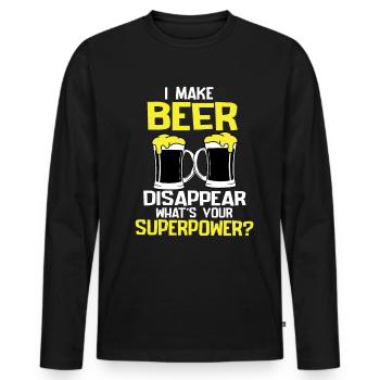 Bière Bière Bière Boire de la bière Alcohol Party - T-shirt manches longues Premium bio Homme - noir - Devant - Nico (187cm)