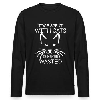Cat Cats Cat Lover Pet - Men's Premium Organic Long Sleeve Shirt - black - Front - Nico (187cm)