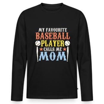 Baseball Baseball Bat Joueur de baseball - T-shirt manches longues Premium bio Homme - noir - Devant - Nico (187cm)