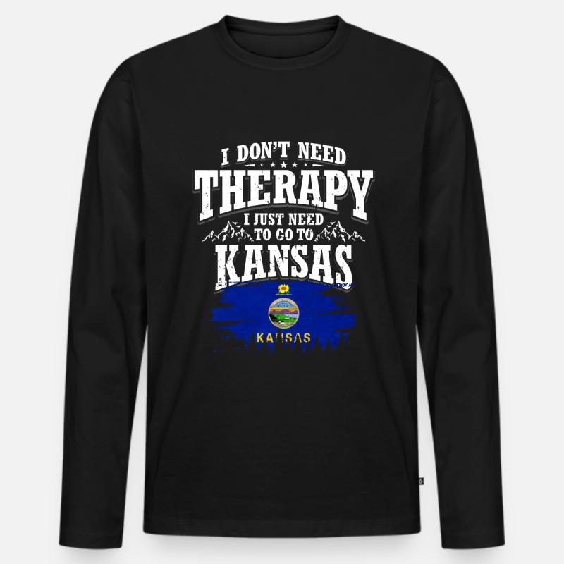 Kansas - Männer Premium Bio Langarmshirt - Schwarz