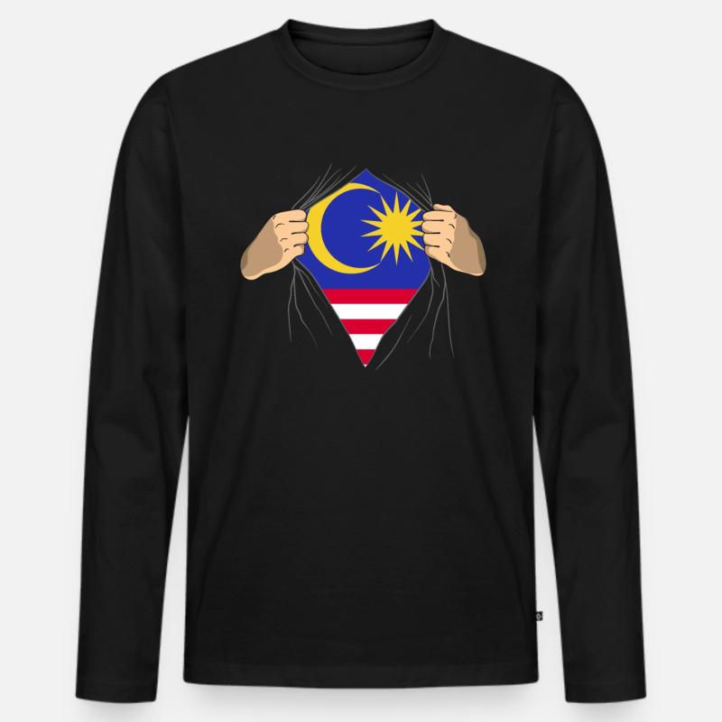 Malaysia - Männer Premium Bio Langarmshirt - Schwarz