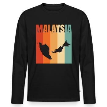 Malaysia - Men's Premium Organic Long Sleeve Shirt - black - Front - Nico (187cm)