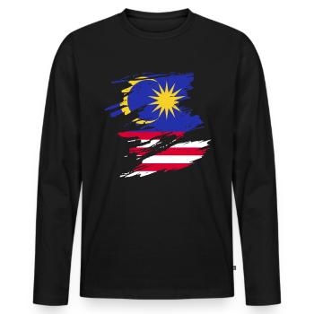 Malaysia - Men's Premium Organic Long Sleeve Shirt - black - Front - Nico (187cm)