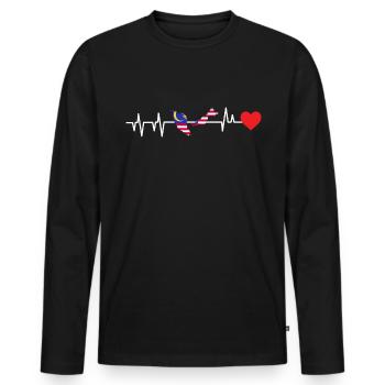 Malaysia - Men's Premium Organic Long Sleeve Shirt - black - Front - Nico (187cm)