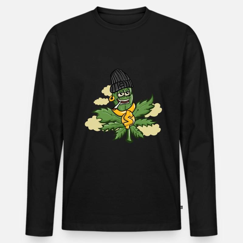 Cannabis - Männer Premium Bio Langarmshirt - Schwarz
