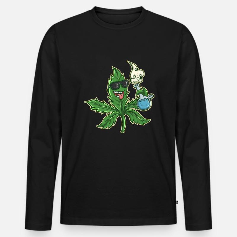 Cannabis - Männer Premium Bio Langarmshirt - Schwarz