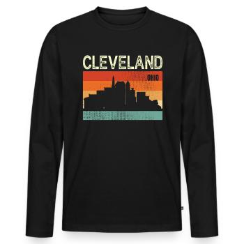 Cleveland (Ohio) - T-shirt manches longues Premium bio Homme - noir - Devant - Nico (187cm)