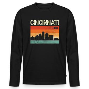 Cincinnati, Ohio - Männer Premium Bio Langarmshirt - Schwarz - Vorne - Nico (187cm)
