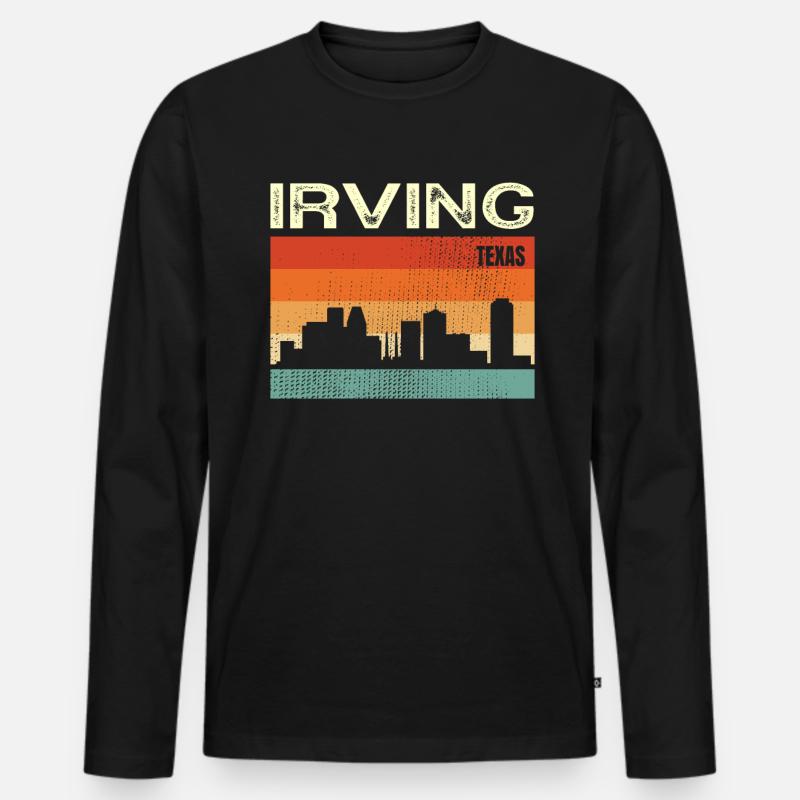 Irving Texas - Männer Premium Bio Langarmshirt - Schwarz