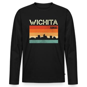Wichita, Kansas - Männer Premium Bio Langarmshirt - Schwarz - Vorne - Nico (187cm)
