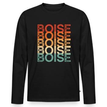Boise Idaho - Männer Premium Bio Langarmshirt - Schwarz - Vorne - Nico (187cm)