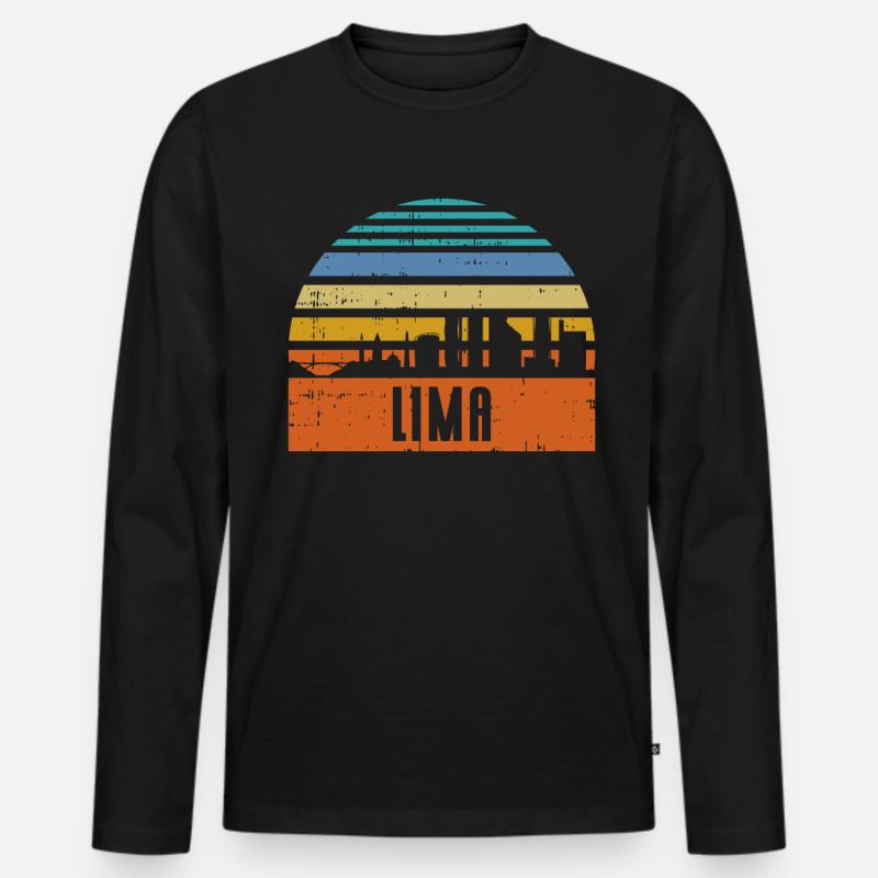 Lima Peru Skyline - Männer Premium Bio Langarmshirt - Schwarz
