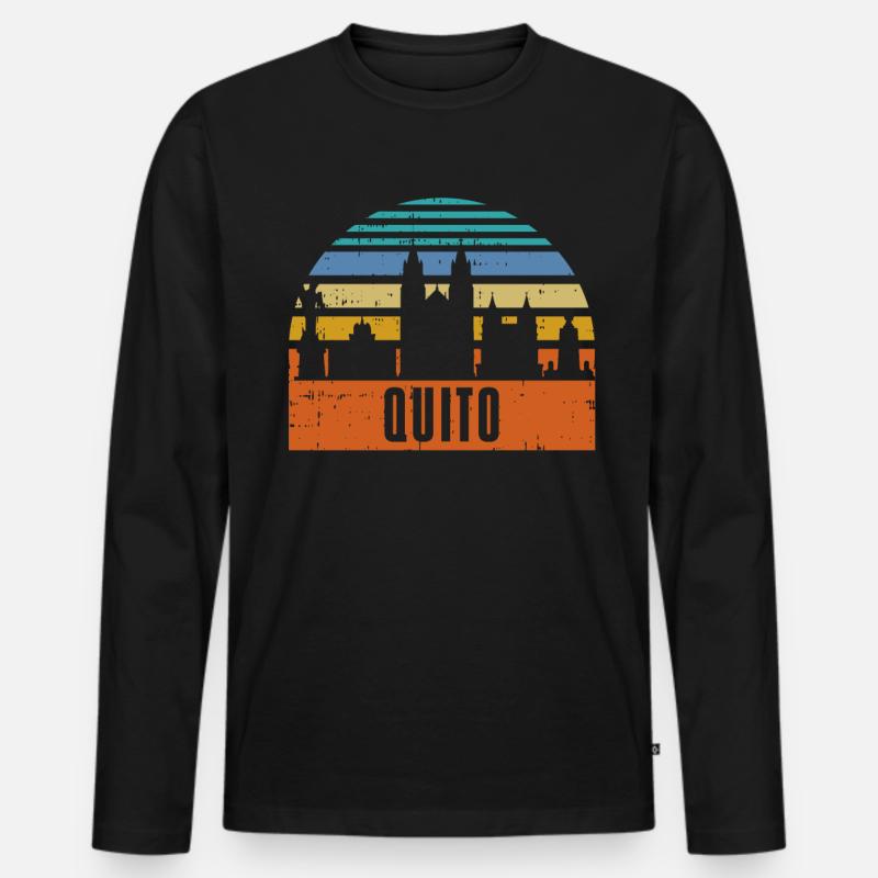 Quito Ecuador Skyline Geschenk - Männer Premium Bio Langarmshirt - Schwarz