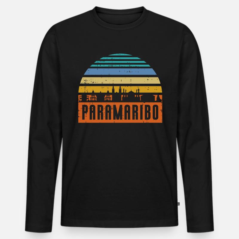 Paramaribo Skyline - Männer Premium Bio Langarmshirt - Schwarz