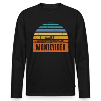 Horizon de Montevideo - T-shirt manches longues Premium bio Homme - noir - Devant - Nico (187cm)