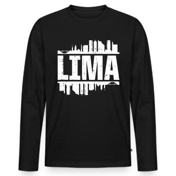 Lima Pérou Skyline - T-shirt manches longues Premium bio Homme - noir - Devant - Nico (187cm)