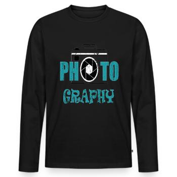 Photographer Photography Camera Photos - Men's Premium Organic Long Sleeve Shirt - black - Front - Nico (187cm)