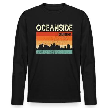 Côté océan - T-shirt manches longues Premium bio Homme - noir - Devant - Nico (187cm)
