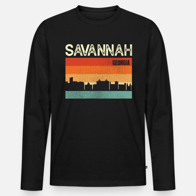 Savanne - Männer Premium Bio Langarmshirt - Schwarz