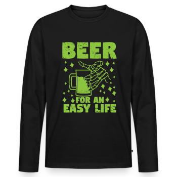 Beer Beer Drinker Party Pub Alcohol - Men's Premium Organic Long Sleeve Shirt - black - Front - Nico (187cm)