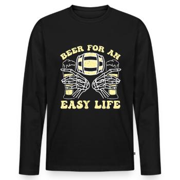 Beer Beer Drinker Party Pub Alcohol - Men's Premium Organic Long Sleeve Shirt - black - Front - Nico (187cm)