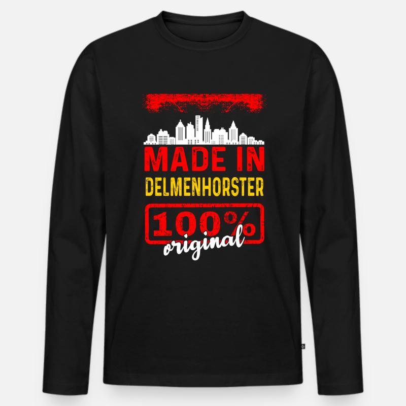 Delmenhorst Delmenhorster Geschenk - Männer Premium Bio Langarmshirt - Schwarz
