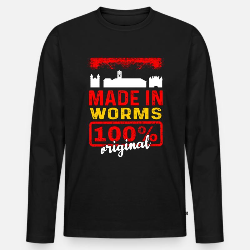 Worms Wormser Geschenk - Männer Premium Bio Langarmshirt - Schwarz