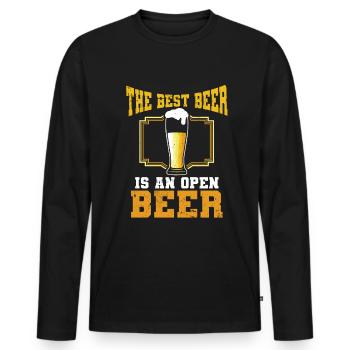 Beer Beer Drinker Party Pub Alcohol - Men's Premium Organic Long Sleeve Shirt - black - Front - Nico (187cm)