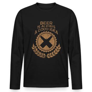 Bier Bierglas Biertrinker Kneipe Pinte - Männer Premium Bio Langarmshirt - Schwarz - Vorne - Nico (187cm)
