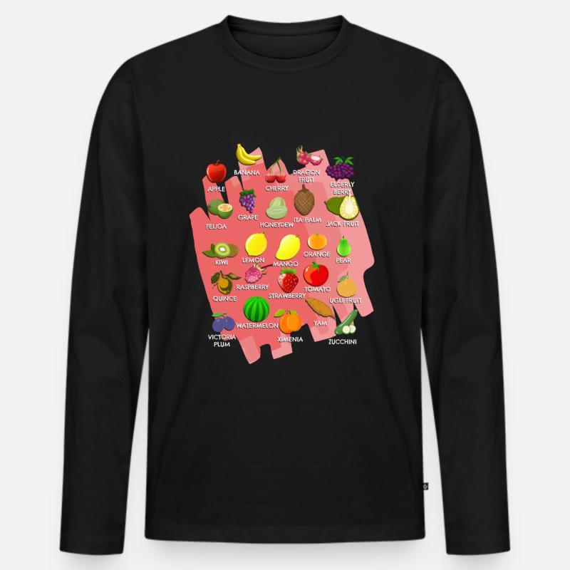 Gemüse-Alphabet - Männer Premium Bio Langarmshirt - Schwarz